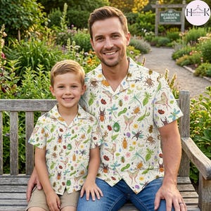 Father Matching Bug Shirts, Funny Insect Hawaiian Shirt, Family Nature Outfit, Matching Family Insect Shirts