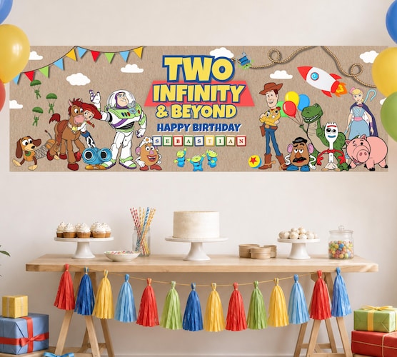 Toy Story Birthday Banner — Two Infinity & Beyond Party Decor