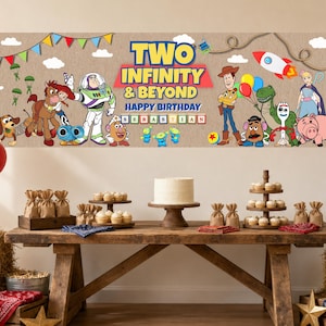 Toy Story Birthday Banner, Two Infinity & Beyond Party Decor, Physical Vinyl Banner