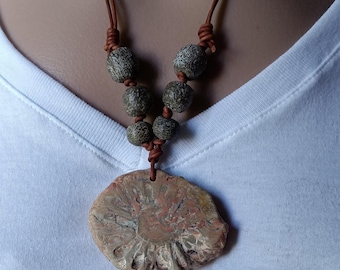 Rare Fossil Pinecone, Extremely Rare Fossil Pinecone Necklace, Jurassic Araucaria Mirabilis Fossil Pinecone Necklace, Dinosaur Beads