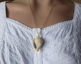 Drusy Fossil, Drusy Fossil Shell Necklace, Drusy Seashell, Drusy Fossil Shell , Fossil Shell Necklace