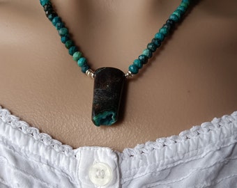 Drusy Chrysocolla, Druzy Chrysocolla Necklace, Druzy Chrysocolla, Chrysocolla,Natural Chrysocolla