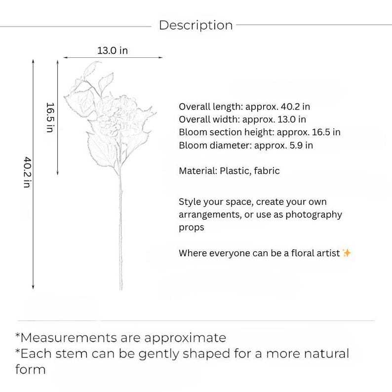 Ruby Hydrangea Stem – 40" immagine 4