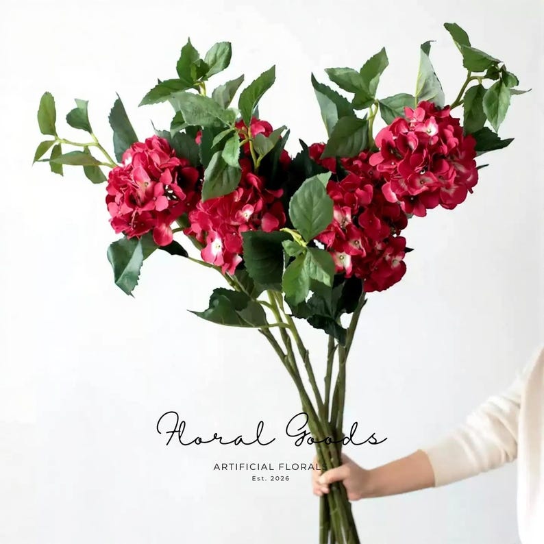 Ruby Hydrangea Stem – 40" immagine 1