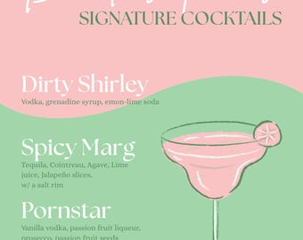 Sjabloon cocktailkaart roze en groen