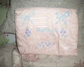 Vintage Pink Silk Hanky Holder, Shabby Chic, French Boudoir, Victorian