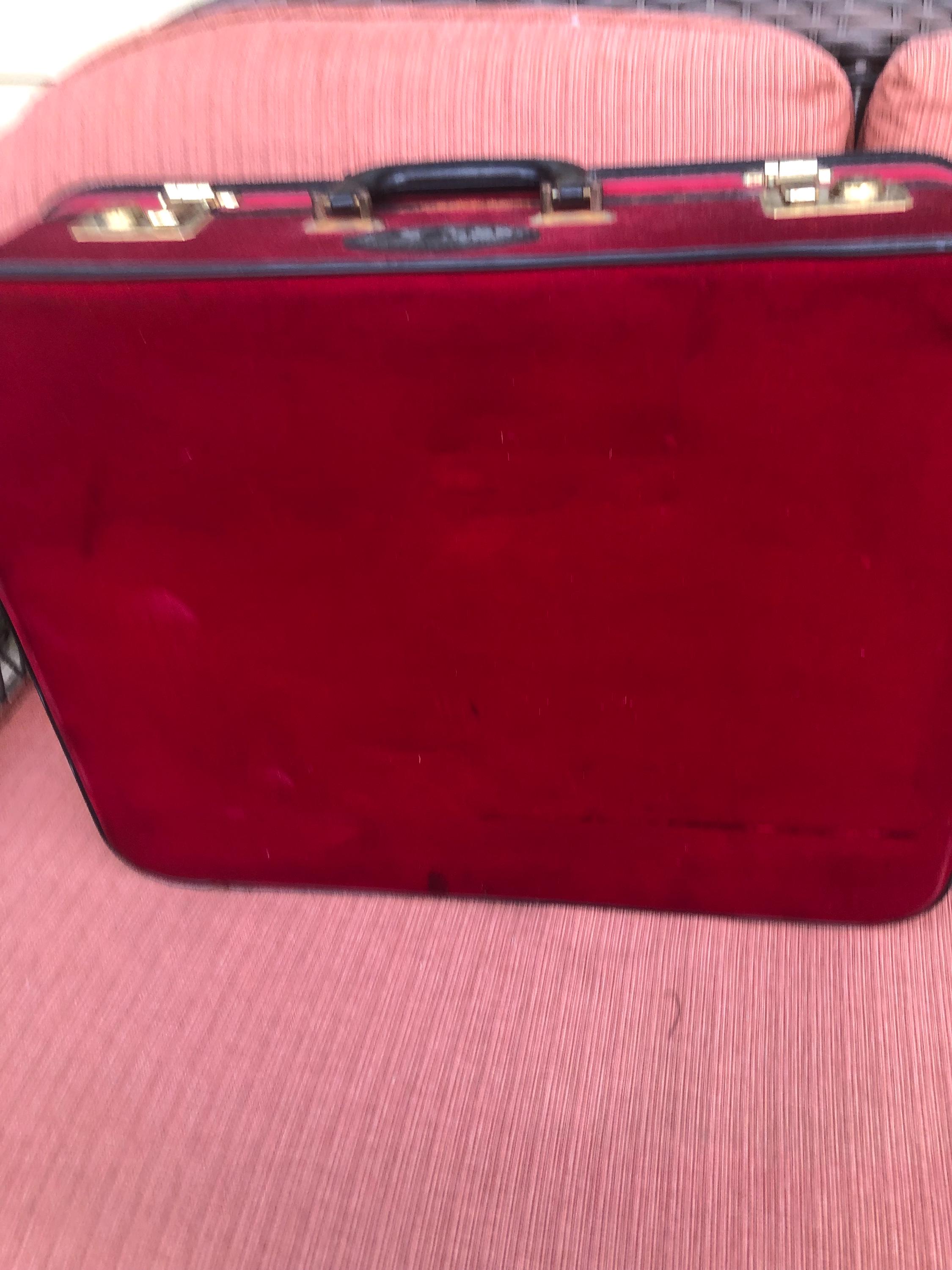 Clearance.vintage Red Velvet Suitcase: Embellished Victorian