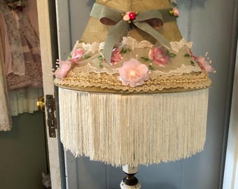 Vintage Rose Table Lamp with Custom Shade