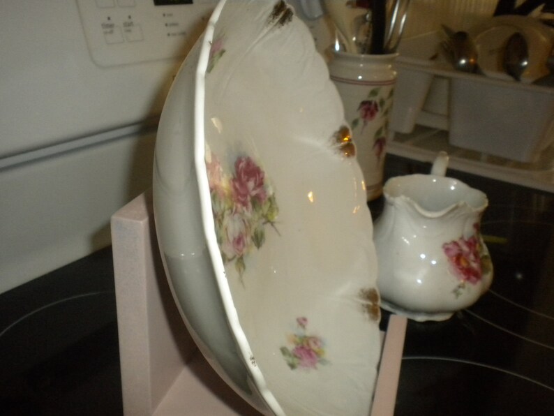 SALE.....Cabbage Rose Bowl and small PitcherCreamer,French Cottage,Collectable,Cottage chic
