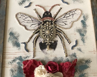 Embellished Bee Picture, Wall Decor