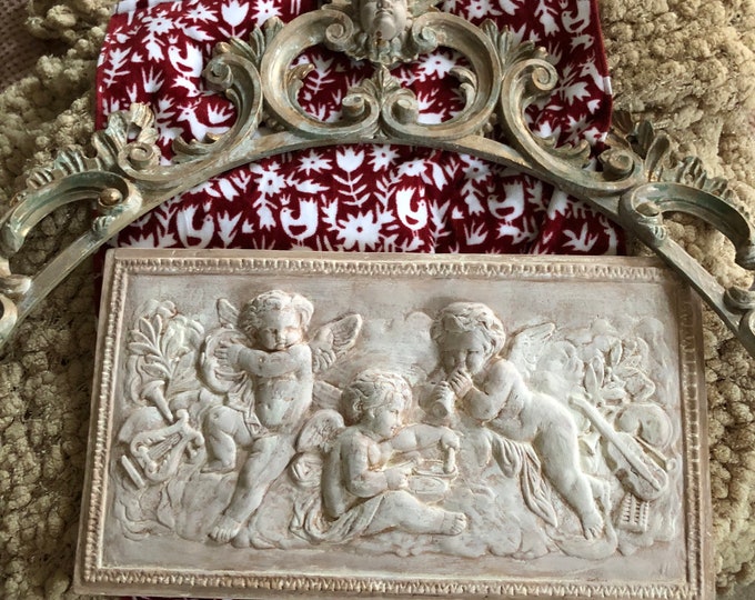 3D Plaster Cherub Wall Decor, Cherubs With Instruments,vintage Cherubs
