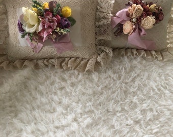 Vintage Floral Throw Pillows: Upcycled Lace Ribbon Set