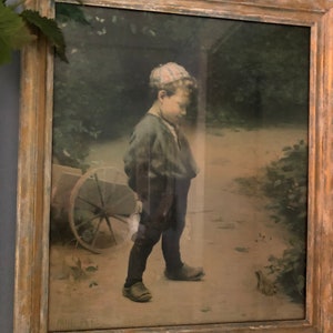 Paul Peel Signed Print, Nostalgic  Vintage Framed Print, Boy&#39;s Room, Glass Front Print