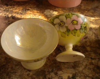 Set of 3 Bavarian Dessert Cups, Hand-Painted Floral, Shabby Chic Decor