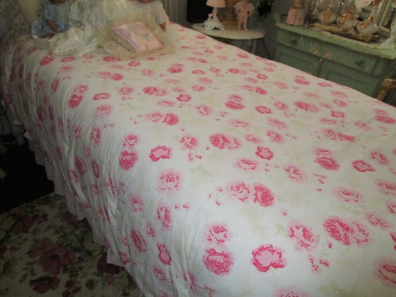 Simply Shabby Chic Twin Comforter Pink Cabbage Roses Etsy