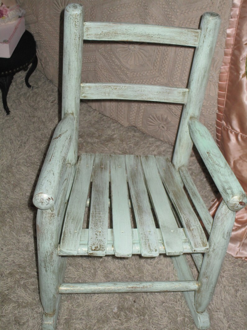 reducedvintage child'sdoll adirondack rocking chair photo prop slatted  rocker