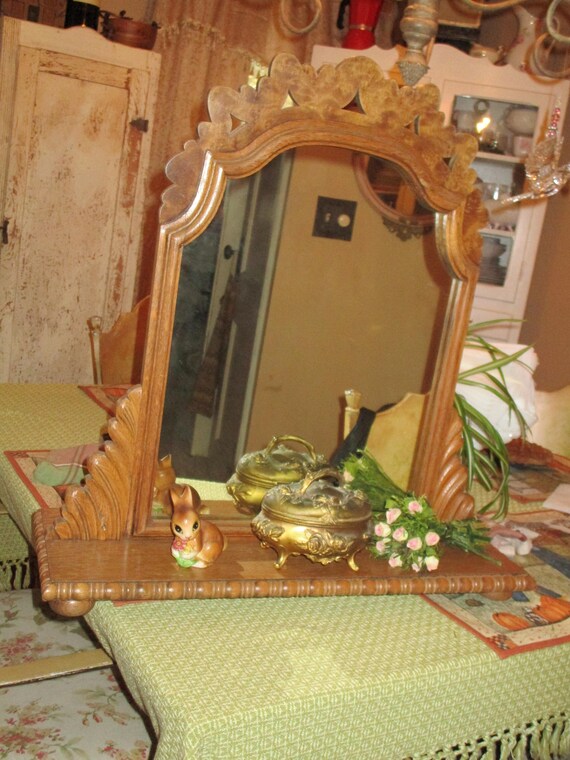 Gorgeousrare Vintage Dresser Mirror Wooden Ornate Etsy