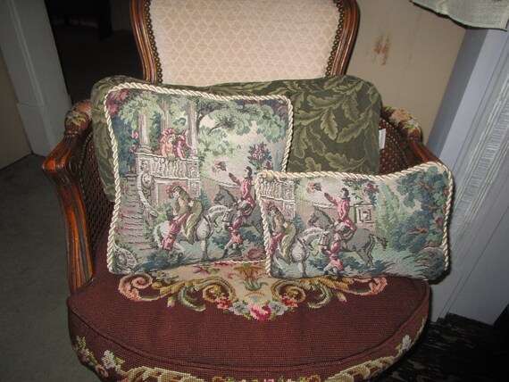 Set Of 2 Tapestry Pillows Throw Pillows Victorian Pillows Etsy