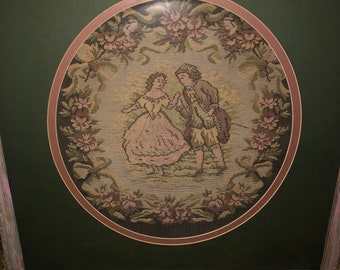 REDUCED.....Beautiful Vintage Large Framed Tapestry, Victorian Tapestry, French Boudoir, Large Wall Decor