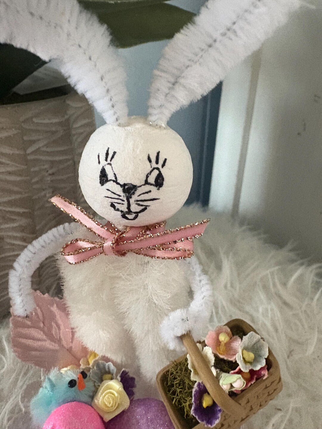 Pipe Cleaners Keychain Rabbit Sale...handmade Pipe Cleaner Rabbit, Easter Basket, Chicks, Flowers ...