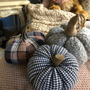 Set of 3 Country Cloth Pumpkins, Fall Decor, Country Pumpkins, Primitive Pumpkins, French Country Pumpkins