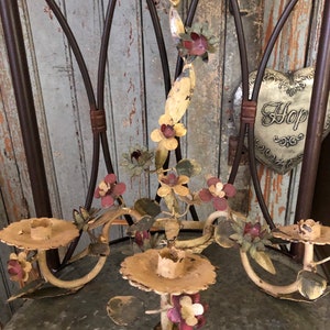 REDUCED....Tole Chippy Cottage Chic Sconces, Antique Sconces, French Country Sconces
