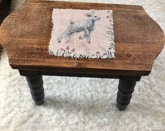 SALE....Cute Up cycled Lamb Stool, Foot Stool, Accent Stool, Wood Stool< Children's Bench