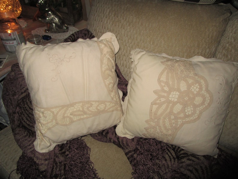 Vintage Boudoir Pillows Battenburg Lace Pillows Pillows and Etsy