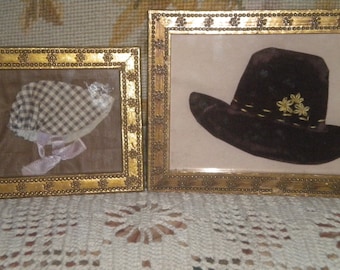 REDUCED,,,,Vintage Hat Decor, Hat wall art, Handmade hat decor