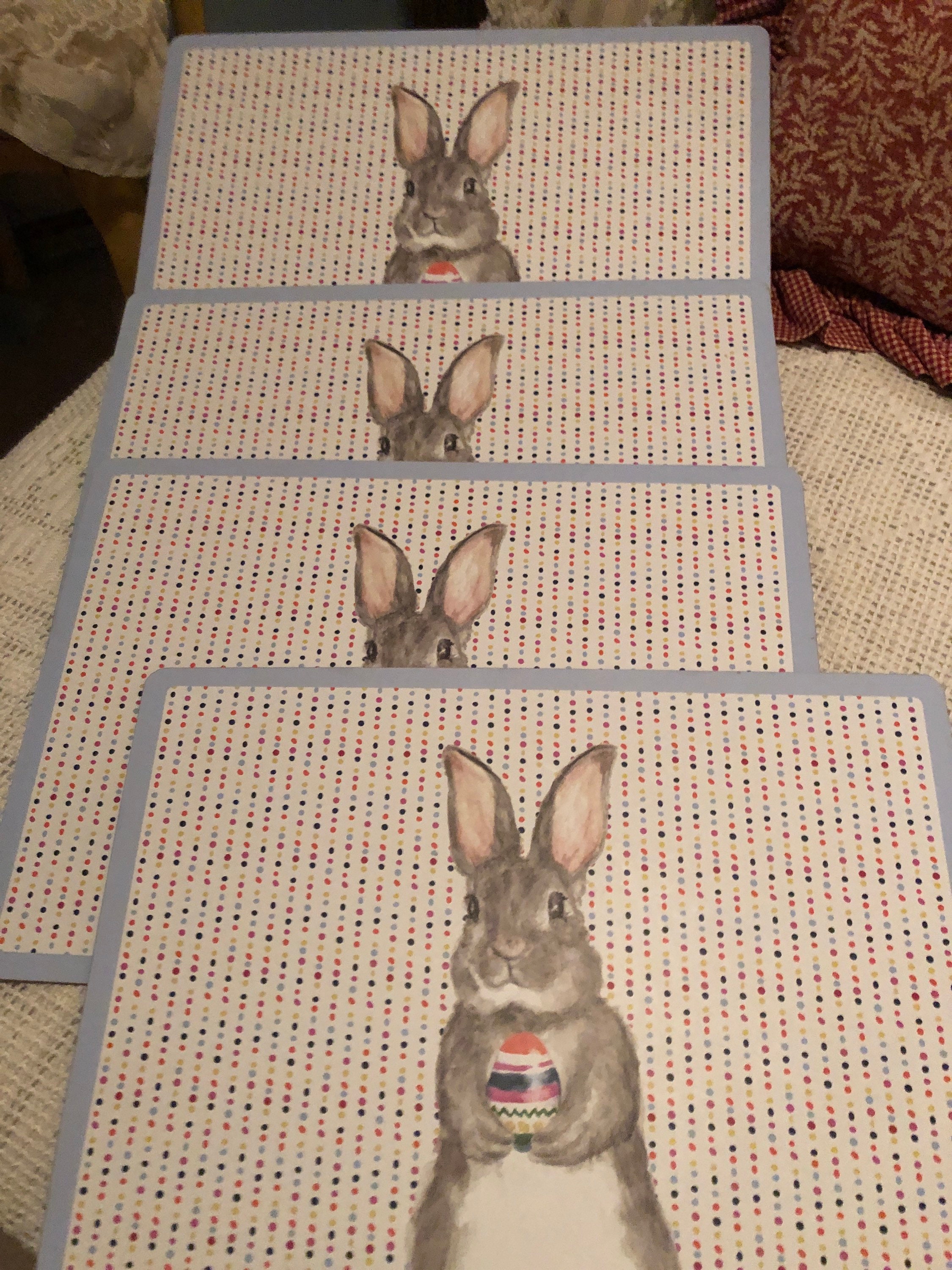 Bunny Placemats Cork Backed Placemats. Easter Decor Set of 4 Etsy 日本