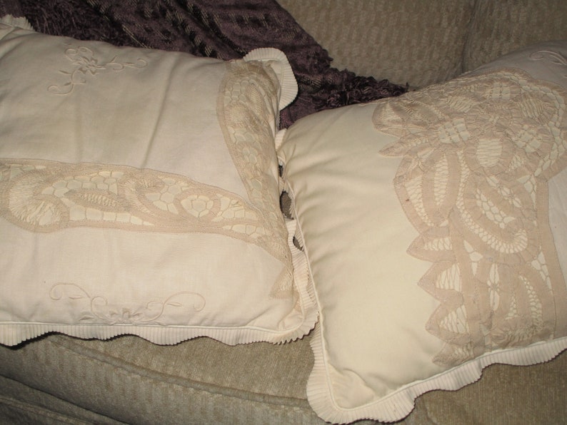 Vintage Boudoir Pillows Battenburg Lace Pillows Pillows and Etsy