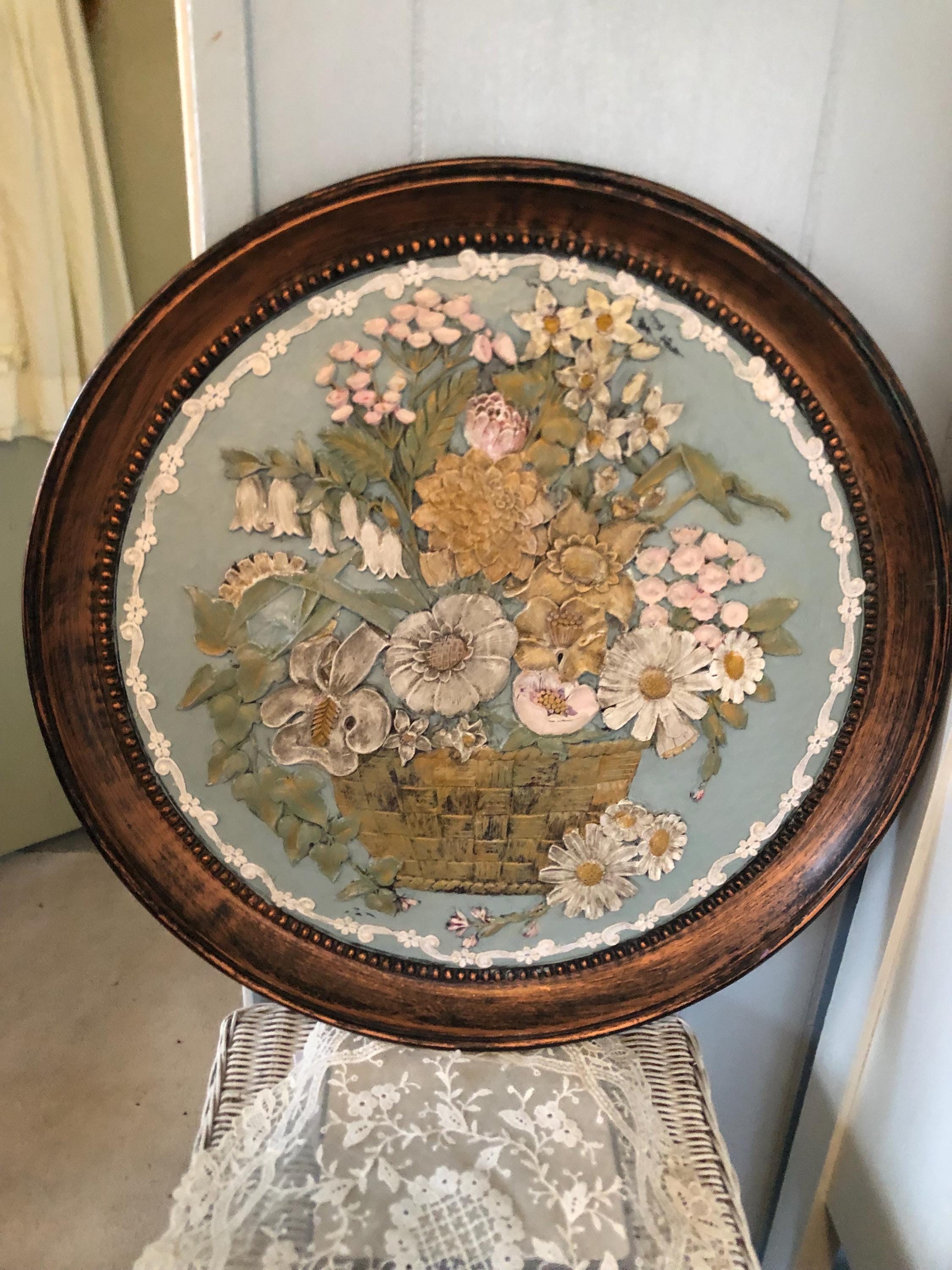 Vintage Hand-painted Floral Tray: Large Round Dart Tray - Etsy