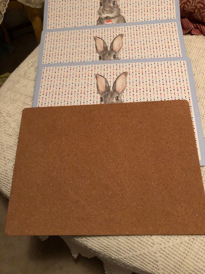 Bunny Placemats Cork Backed Placemats. Easter Decor Set of 4 Etsy