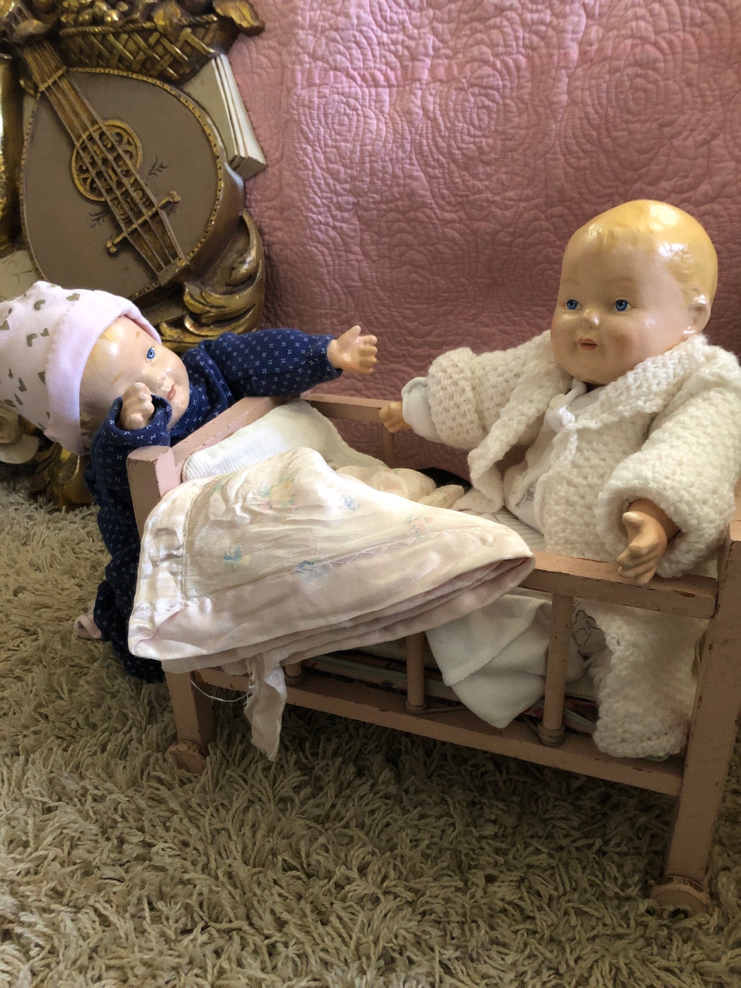 Reduced...vintage Set of Composition and Pellet Baby Dolls,, Posable