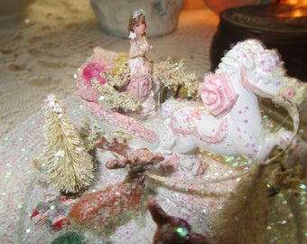Shabby Chic Christmas Decor, Christmas Vignette, One Of a Kind Princess Christmas