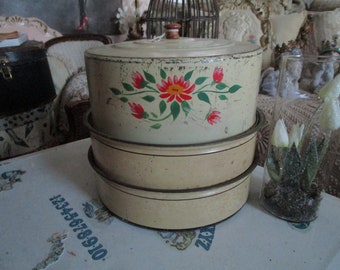 Antique Pie/Cake Carrier, Primitive cake/Pie holder, Tin Cake/Pie Holder, 3 part Cake/Pie tin