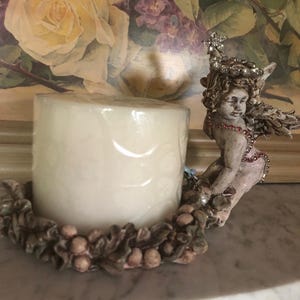 SALE....Angel/Cherub Candle Holder, Embellish angel, One of a kind Cherub Candle Holder