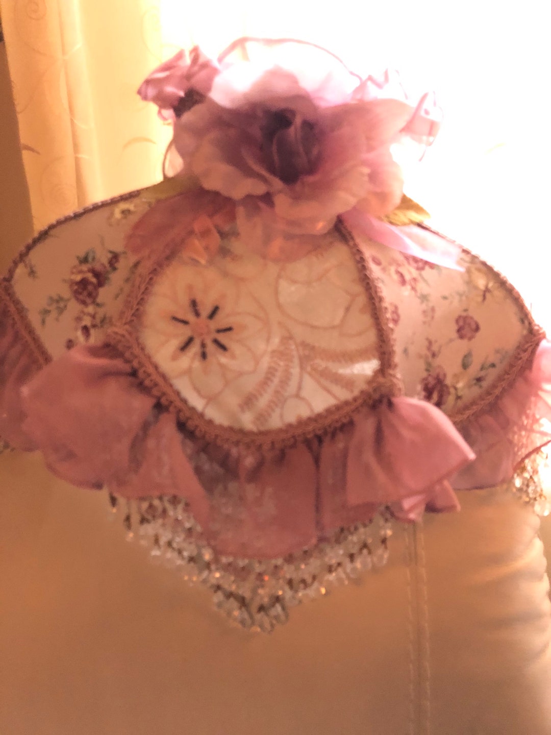 Reduced...beautiful Lampshade, Victorian Lampshade, Large Lampshade