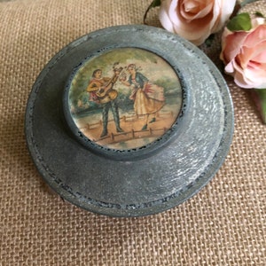 Französische / viktorianische antike Schmuck- / Pulverbox, antike Trinketbox, viktorianische Menschen, Kommode
