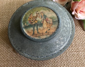 poederdoos, antieke Franse Victoriaanse snuisterijpoederdoos, sierlijke dressoirdecor