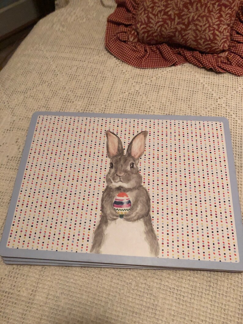 Bunny Placemats Cork Backed Placemats. Easter Decor Set of 4 Etsy