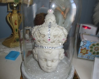 Vintage Cement Baby Jesus of Prague Head With Dome, Statuary, Religious
