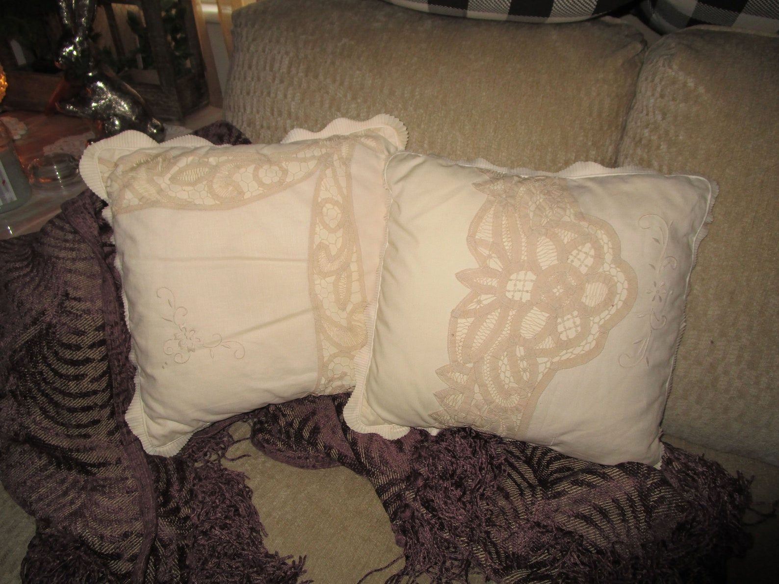 Vintage Boudoir Pillows Battenburg Lace Pillows Pillows and Etsy