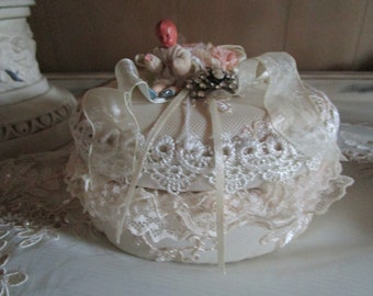 Vintage Trinket Box, Lace, Antique Doll,Cameo Box,OOak Trinket Box.Baby Gift, Doll Collector, Shabby Chic Box, Victorian Box