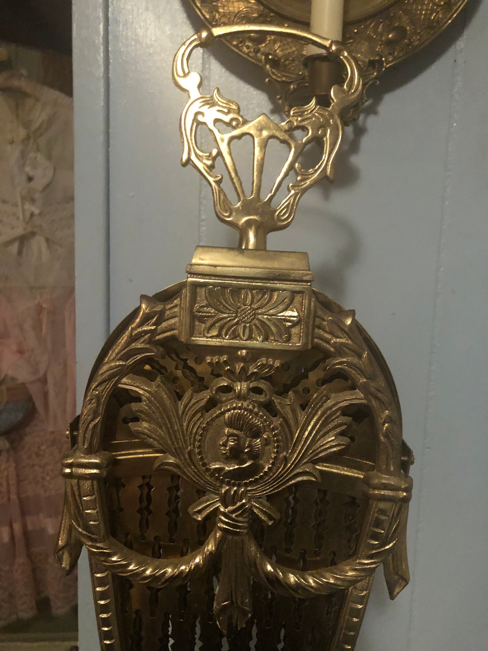 Vintage Brass Fireplace Screen Brass Fan Fireplace Etsy