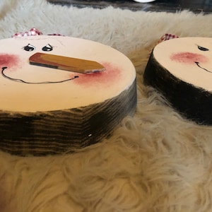 REDUCED.....Super Cute Snowman and Snow Woman Hand Painted Faces, Christmas Decor, Winter Decor, Hand Crafted