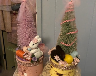 CHOICE, Unique Easter Decor, One of a kind Easter Decor, Handmade item, Easter Boxes, Easter Rabbit, Bottlebrush Easter Tree