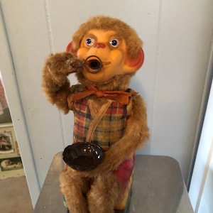 Vintage Machanical Monkey, Christmas Toy Village, Vintage Monkey