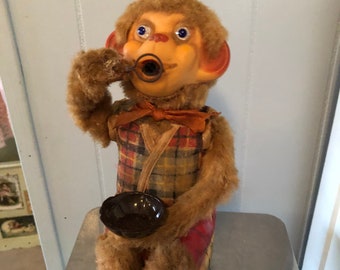 Vintage Machanical Affe, Weihnachtsspielzeug Dorf, Vintage Affe