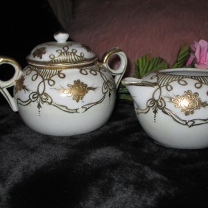 REDUCED....Beautiful Vintage Nippon Creamer and Sugar Bowl, Elegant Entertaining, Tableware,Fine China